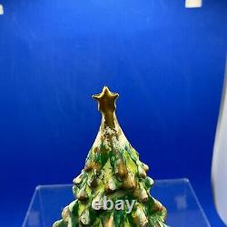 Boîte à bijoux en porcelaine de Limoges peinte à la main avec un arbre de Noël