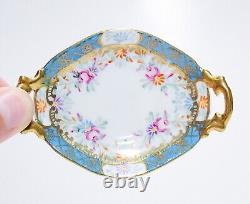 Boîte à bijoux motif floral en porcelaine de Limoges Royal Paris peinte à la main, antique et rare