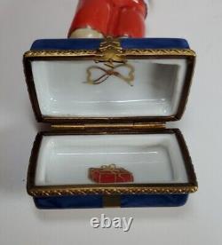 Boîte à bijoux vintage LIMOGES à charnière peinte à la main, Noël Père Noël des Fêtes