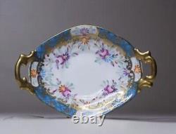 Bol couvert antique en porcelaine de Limoges peint à la main avec dorure en or et motifs floraux - Paris Royal