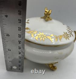 Bol couvert en porcelaine de Limoges peint à la main, doré à l'or, unique en son genre, 1911 SLB.