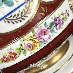 Cache-pot/centre de table en porcelaine de Limoges vintage peint à la main en France du 20ème siècle