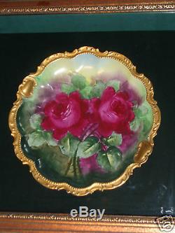 Chargeur De Roses Florales Limoges Sgd Peint À La Main, Décor, Boîte À Ombre Ornée