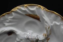 Chas Champ Haviland Limoges Moule Peint À La Main Vague Sea Life Ocean Oyster Plate C