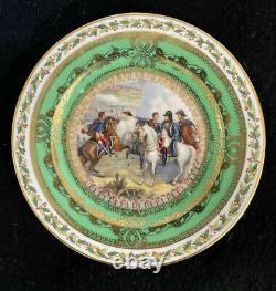 Ensemble Antique De DIX Plaques De Porcelaine Française Napoléonienne Peintes À La Main