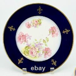 Ensemble de 5 Assiettes Anciennes Limoges D&C France avec Roses et Fleur-de-Lys