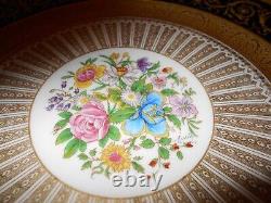 Ensemble de 9 assiettes de Limoges peintes à la main Mireille Rose Floral Cobalt & Or