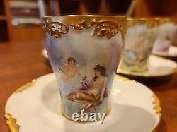 Ensemble de thé antique JPL Jean Pouyat France Limoges 1908 Tasse et soucoupe