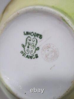 Ensemble sucrier et crémier signé Limoges ancien peint à la main avec des fleurs de violettes Pickard