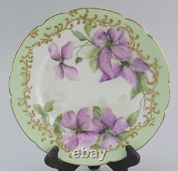 Ensemble vibrant de 10 assiettes de fleurs peintes à la main Limoges Jean Pouyat des années 1890 8 3/8