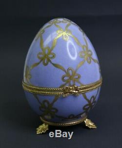 Fabergé Limoges Swan Édition Egg Limitée No. 56 Peint À La Main Grande Condition