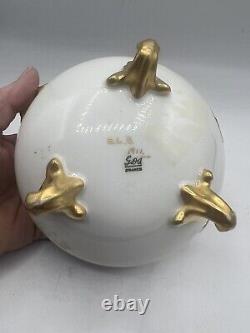 Gda France Limoges Porcelaine Peinte À La Main Bol Couvert Gold Gilt Ooak Slb 1911
