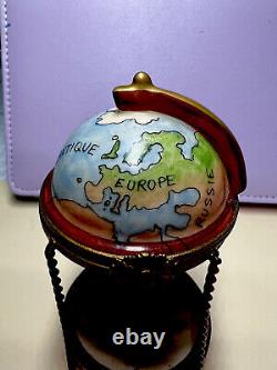 Globe Atlas peint à la main Limoges édition limitée.