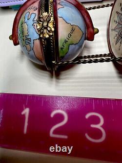 Globe Atlas peint à la main Limoges édition limitée.