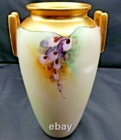 Grand Vase Peint À La Main En Porcelaine Avec Robin Birds & Flowers Signé Jorgensen
