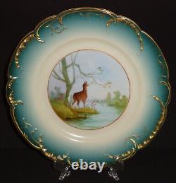 Haviland Limoges Plate Hand Painted Deer Gold 19th C Antique Porcelain 1876 Rare
