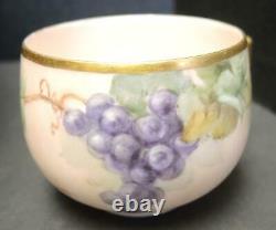 Impressionnante Porcelaine Antique 13 Pièce Peinte À La Main Punch Bowl Cups & Tray