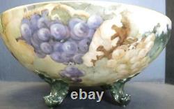 Impressionnante Porcelaine Antique 13 Pièce Peinte À La Main Punch Bowl Cups & Tray