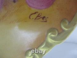 LS&S Limoges Peint à la main signé C. Bec Fruit & Bordure dorée 12 Chargeur/Art mural
