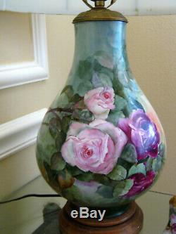 Lampe Limoges Roses Peintes À La Main __gvirt_np_nn_nnps<__