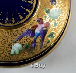 Le Tallec Paris Oiseaux Porcelaine Peinte Boîte Ronde & Couvercle Peint À La Main Bleu Cobalt