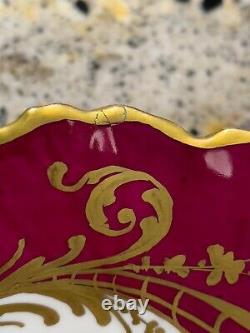 Le Tallec Red Bowl Fleurs Gold Scroll France Porcelaine Peinte À La Main Limoges