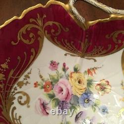 Le Tallec Red Bowl Fleurs Gold Scroll France Porcelaine Peinte À La Main Limoges
