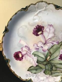 Limoges 13 Peint À La Main Magnolia Poppy Floral Gold Charger Assiette Artiste Signé
