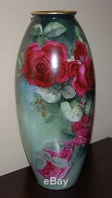 Limoges Antique France Vase En Porcelaine Peinte À La Main Gorgeousroses15