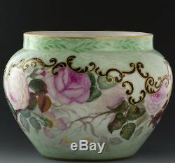 Limoges Antiquites Peintes À La Main Roses Jardiniere Ferner Vase En Date De 1897