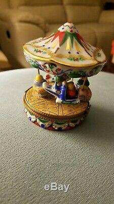 Limoges Carrousel Ou Merry-go-round Box Trinket France Porcelaine Peinte À La Main