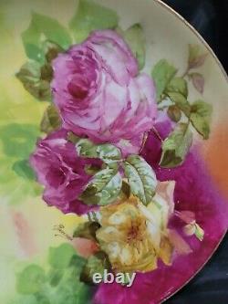 Limoges Charger Rancon 1908-1914 À La Main De Coronet Painted Rose Orange Roses