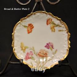 Limoges Coiffe 4 assiettes B&B T&V #6326 Oeillets avec doré 1892-1907 Peintes à la main