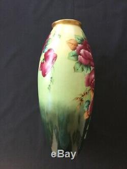 Limoges D & C France Delinieres & Co Grand Vase Peint A La Main