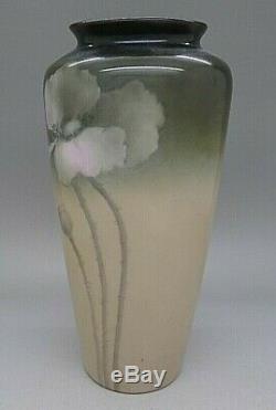 Limoges Française Finest Peinte À La Main Art Nouveau Poppy Vase C. 1901 Rare Magnifique