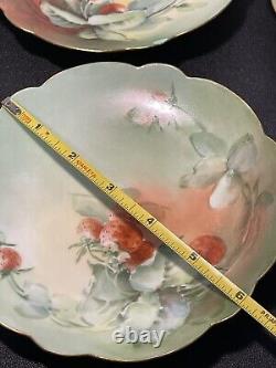 Limoges France Antique 1900s 6 Assiettes à hors-d'œuvre avec 6 Fruits Peints à la Main Signés