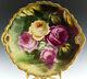 Limoges France Antiquités Main Roses Peint Gâteau Chargeur De Plaque