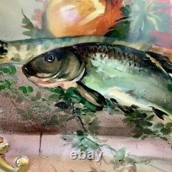 Limoges France Charger/plaque Handpainted/artist Signed Dumas 13 1/8 Fish