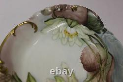 Limoges France Hand Painted Water Lilies Bowl Signé En 1896 Très Rare Item