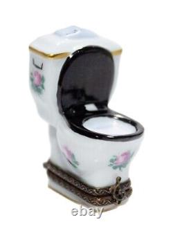 Limoges France Motif de Toilette Peint Main Boîte à Bijoux en Porcelaine Peinte à la Main RARE