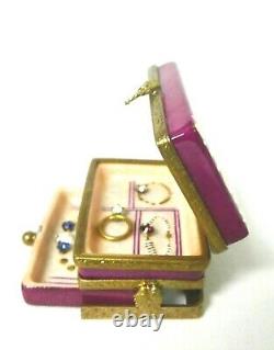 Limoges France Trinket Box Peint Principal Dbl-hinged Bijoux Chest Avec Jewellery Rdt