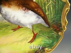 Limoges Hand Painted Game Birds 11.5 Signé De L'artiste De La Plaque De Chargeur