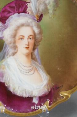 Limoges Signé À La Main F Furland Marie Antoinette Portrait 13 3/8 Chargeur