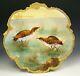 Lovely Limoges Hand Painted Game Birds Gold Gilt Plaque Artiste Signé