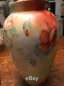Magnifiques Coquelicots Vase Limoges Peint À La Main