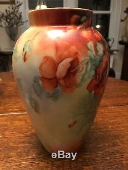 Magnifiques Coquelicots Vase Limoges Peint À La Main