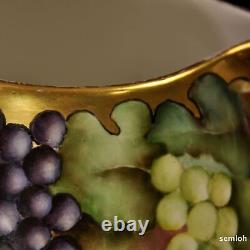 Pichet à cidre Limoges B&Co. Bernardaud avec raisins peints à la main et dorés 1900-1914 HTF