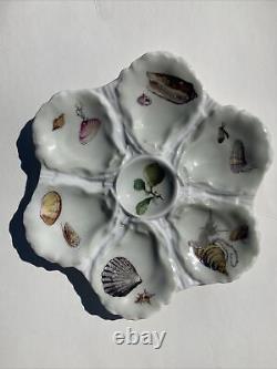 Plaque D'huître Peinte À La Main En Porcelaine De Haviland Limoges