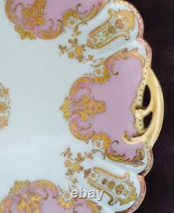 Plaque De Limoges Haviland Pink Gold Overlay Cleo Blank Reticulé À La Main Peinte