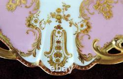 Plaque De Limoges Haviland Pink Gold Overlay Cleo Blank Reticulé À La Main Peinte